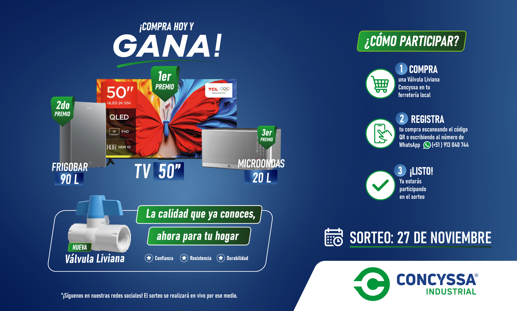 ¡Compra, Registra y Gana! con Concyssa - Nueva Válvula Liviana Concyssa